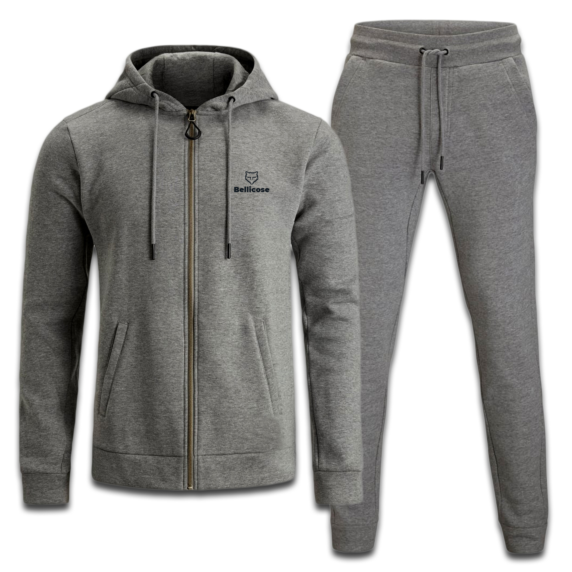 Mens Sports Fleece Tracksuit Set with Fleece Hooded Top The Bellicose