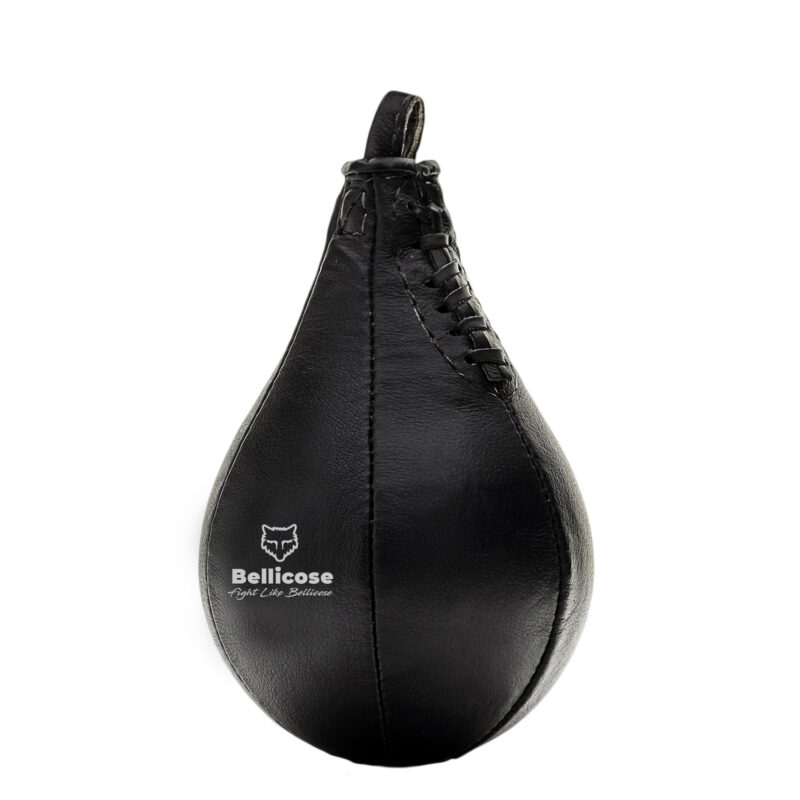 Cowhide Black Leather Boxing & MMA Speed Bag for Platforms The Bellicose Fitness Wear